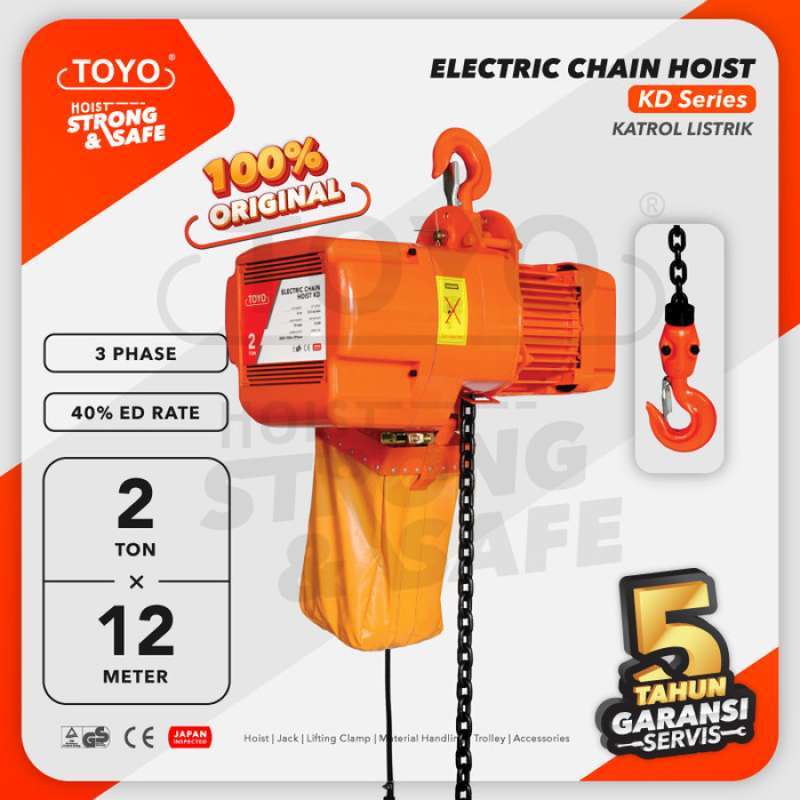 Jual Electric Chain Hoist 2 Ton x 12 Meter KD Series TOYO di Seller