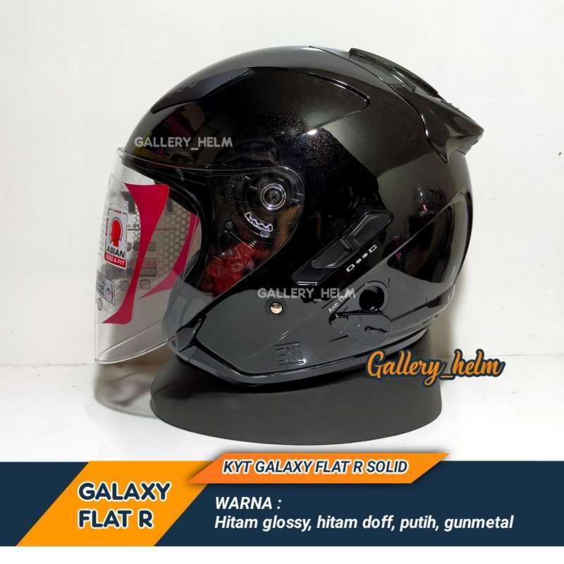 Promo Helm Kyt Galaxy Slide Flat R Hitam Glossy Double Visor Helm