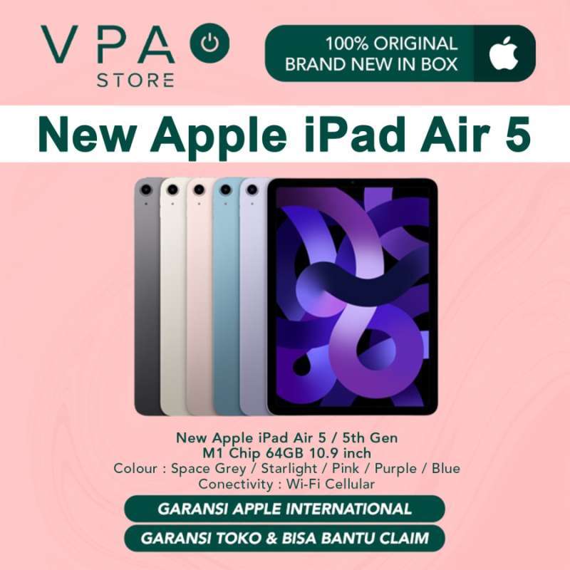 Jual New Apple iPad Air 5 / 5th Gen 2022 M1 Chip 64gb Wifi Cell - Pink