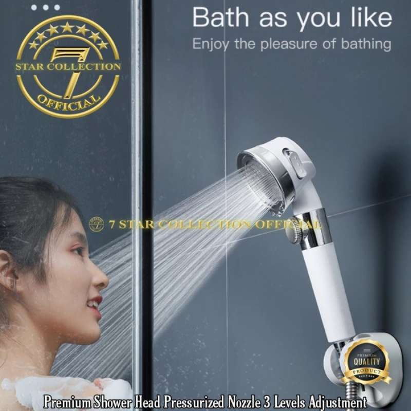Jual Premium Shower Head Pressurized Nozzle with 3 Levels Adjustment