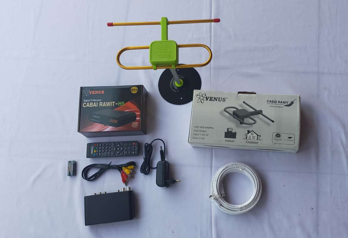 Jual Paket antena digital venus plus set top box venus cabai rawit plus