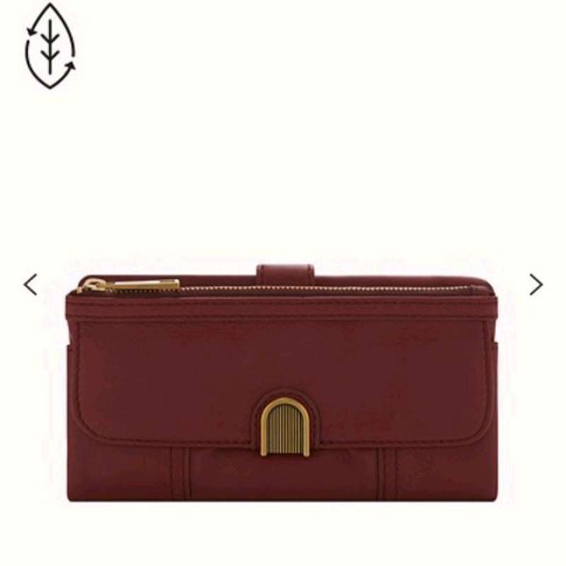 Jual Dompet Fossil Cora Clutch Maroon Leather Sl6464609 Di Seller