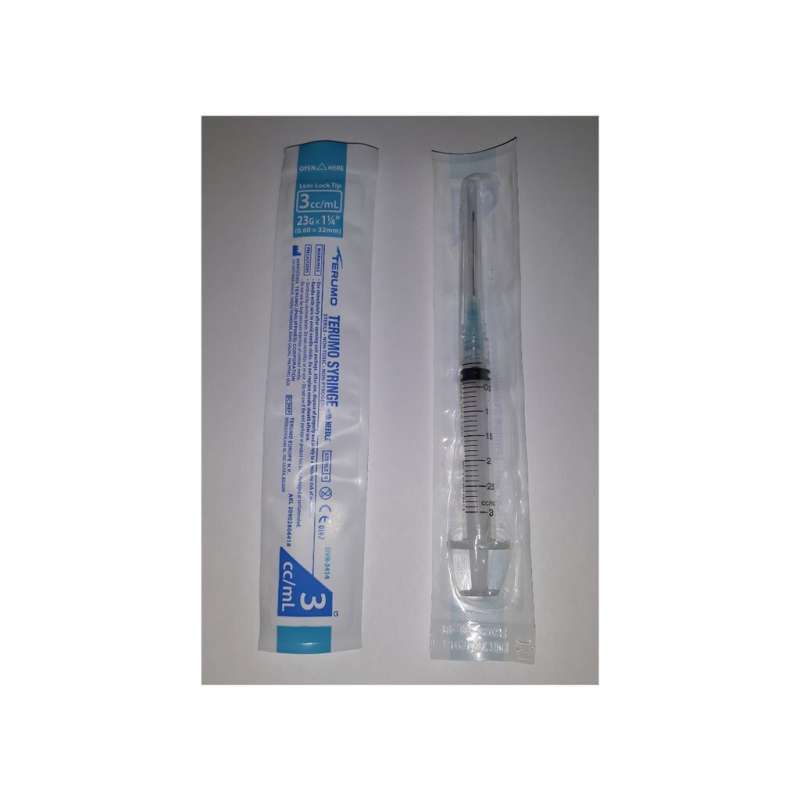 Jual Syringe 3cc/ml Terumo with Needle 23G / Spuit Terumo 3ml 1 box isi