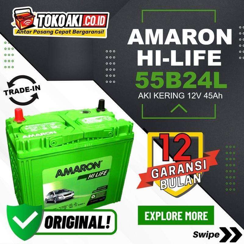 Jual Aki Agya dan Ayla - Amaron Hi Life 55B24L / NS60L - 12V 45Ah di