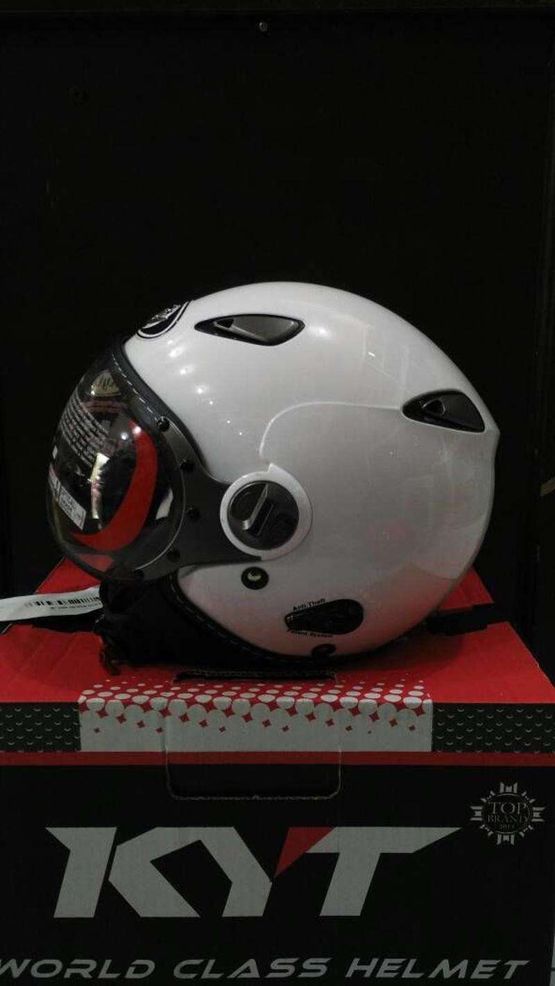 Jual Helm KYT Elsico White Solid Half Face Putih Retro Classic di