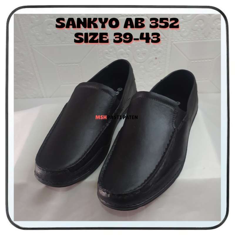 sepatu slip on pria sankyo sab 352 loafer hitam premium original karet anti air