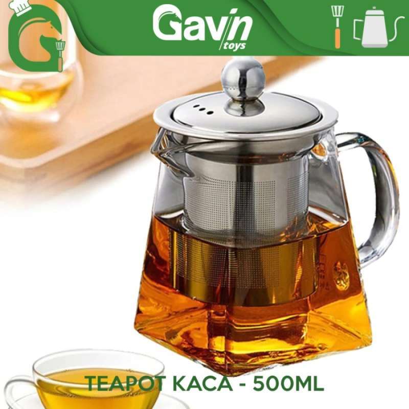 Jual Teko Teh Saringan 500Ml Tea Server Teapot 500 Ml Infuser Teh Kaca