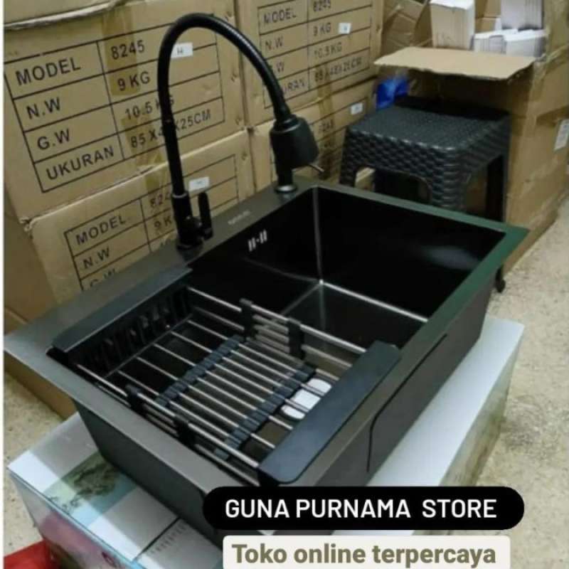 Promo Kitchen sink 6045 hitam undermount/ Paket lengkap/bak cuci piring