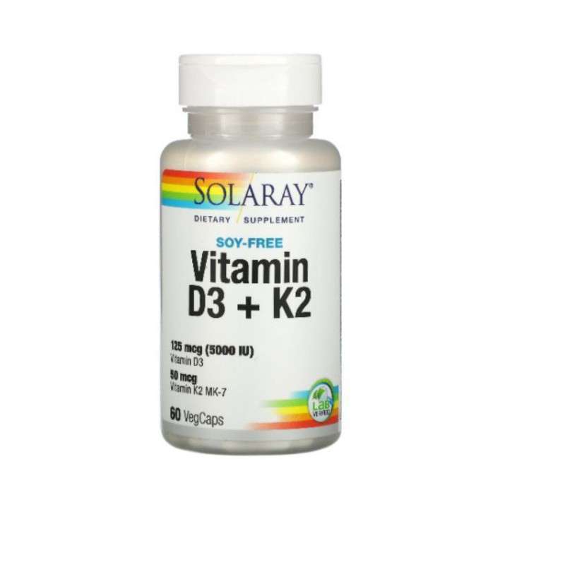 Promo (TERBAIK) Solaray Vitamin D3 K2 5000 IU 60 Veg Vitamin D3K2 ...