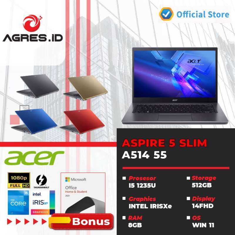 Promo ACER ASPIRE 5 SLIM A514 55 I5 1235U 8GB 512SSD IRISXE 14.0 FHD