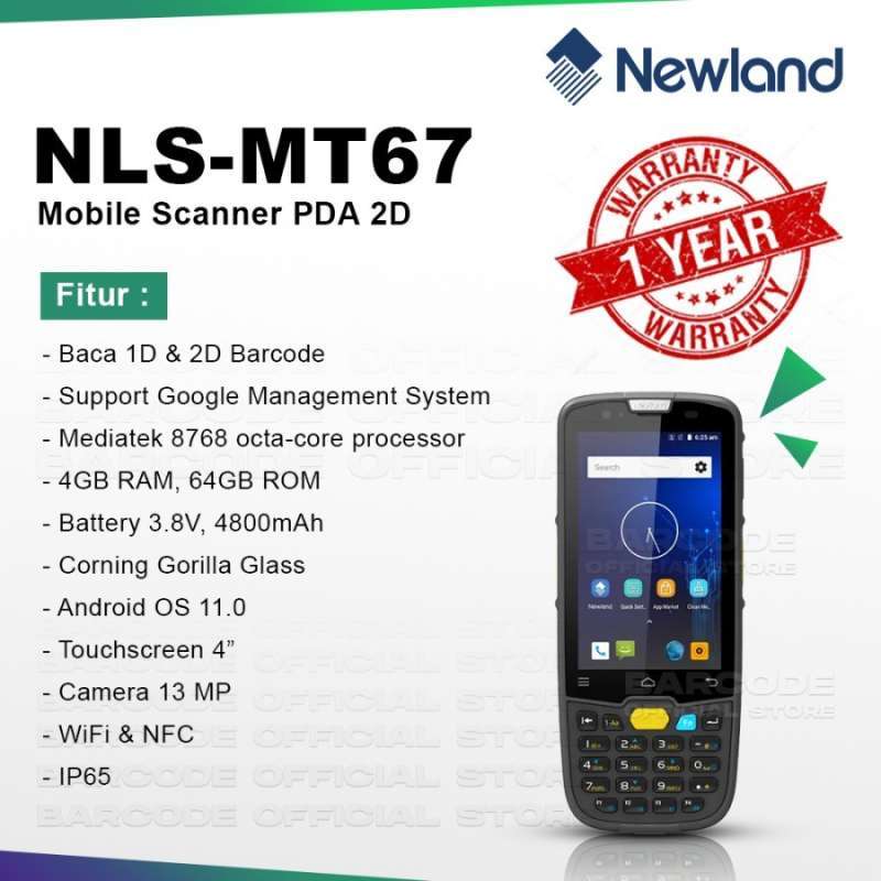 Jual Scanner Portable Newland Nlsmt67 Pda Mobile Barcode Reader
