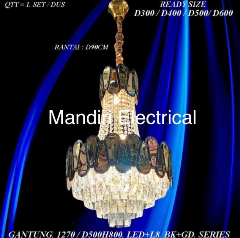 Jual Lampu Gantung Kristal Ruang Tamu 1270 Chandelier - Diameter 30cm