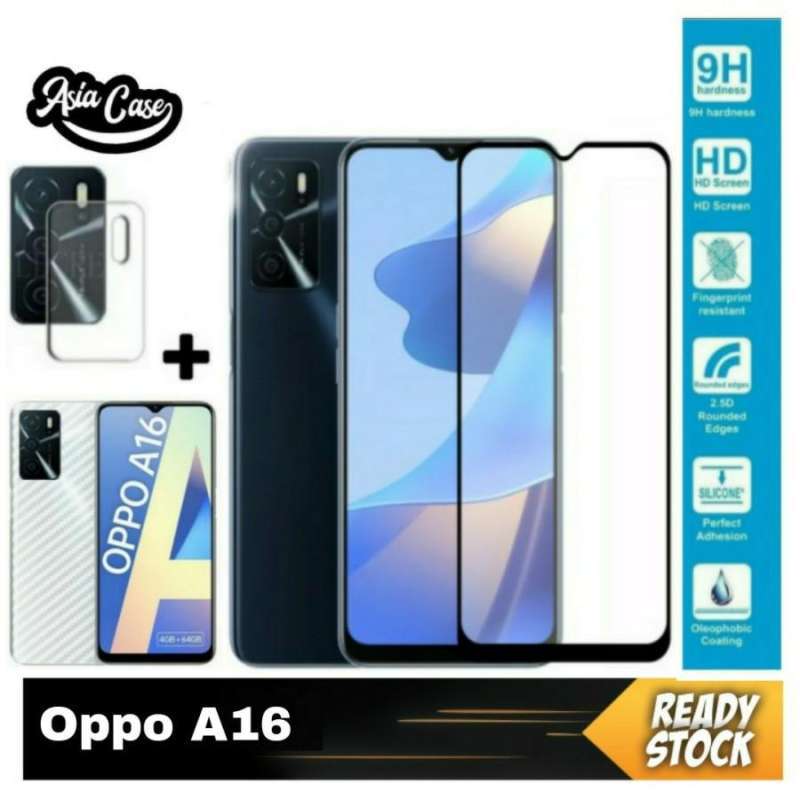 Jual Tempered Glass Full Layar Oppo A16 + Garskin + Tempered Glass