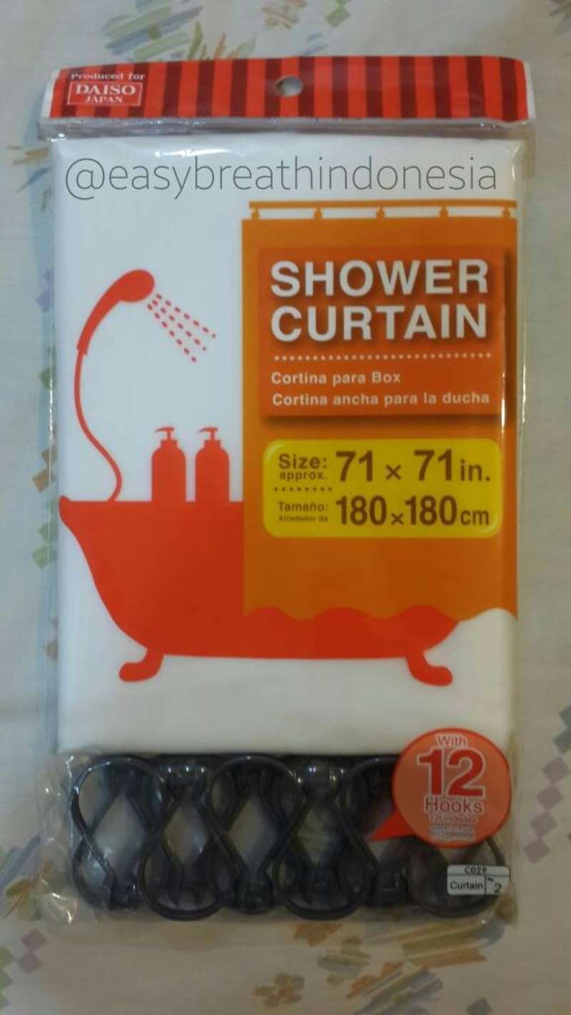 Promo Daiso Shower Curtain / Tirai Kamar Mandi Polos (180 cm x 180 cm) Diskon 7 di Seller