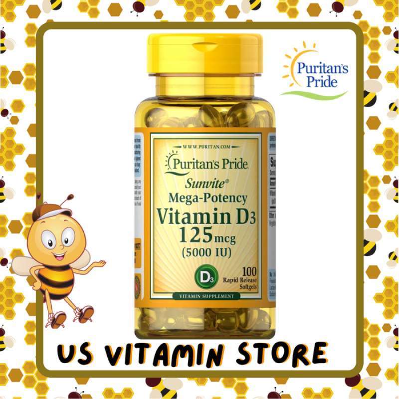Jual Puritan Vitamin D3 125 mcg 5000 IU 100 Softgels Original di
