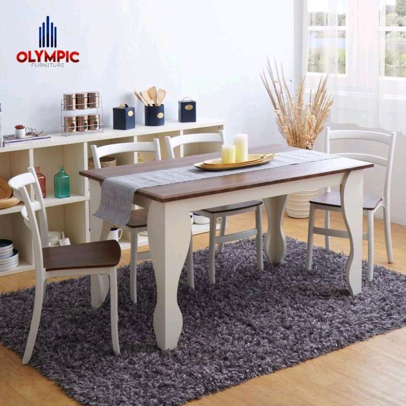 Jual Olympic Dinning Table / Meja Makan Minimalis Kayu Include 4 kursi