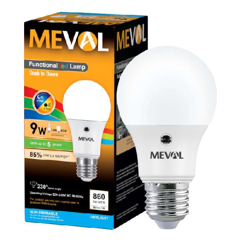 Promo Meval Led Photo Sensor Bohlam Lampu [9 Watt]- Putih Diskon 10% Di ...