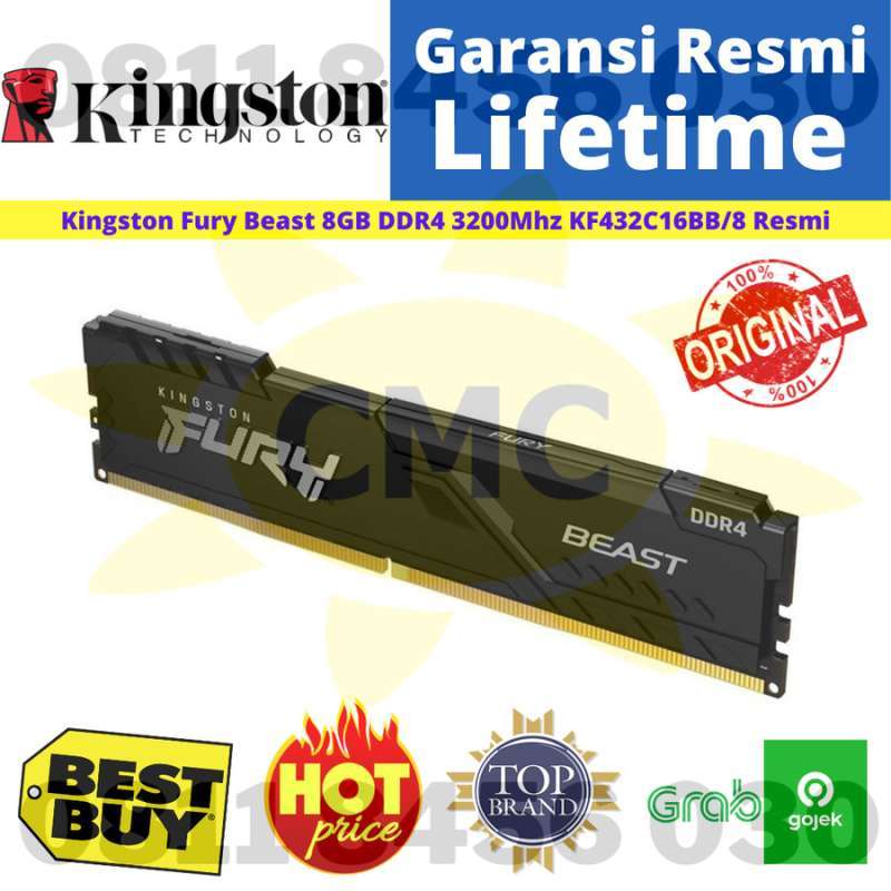 Promo DDR4 8GB 1x8GB 3200MHz Kingston Fury Beast KF432C16BB/8 RESMI ...