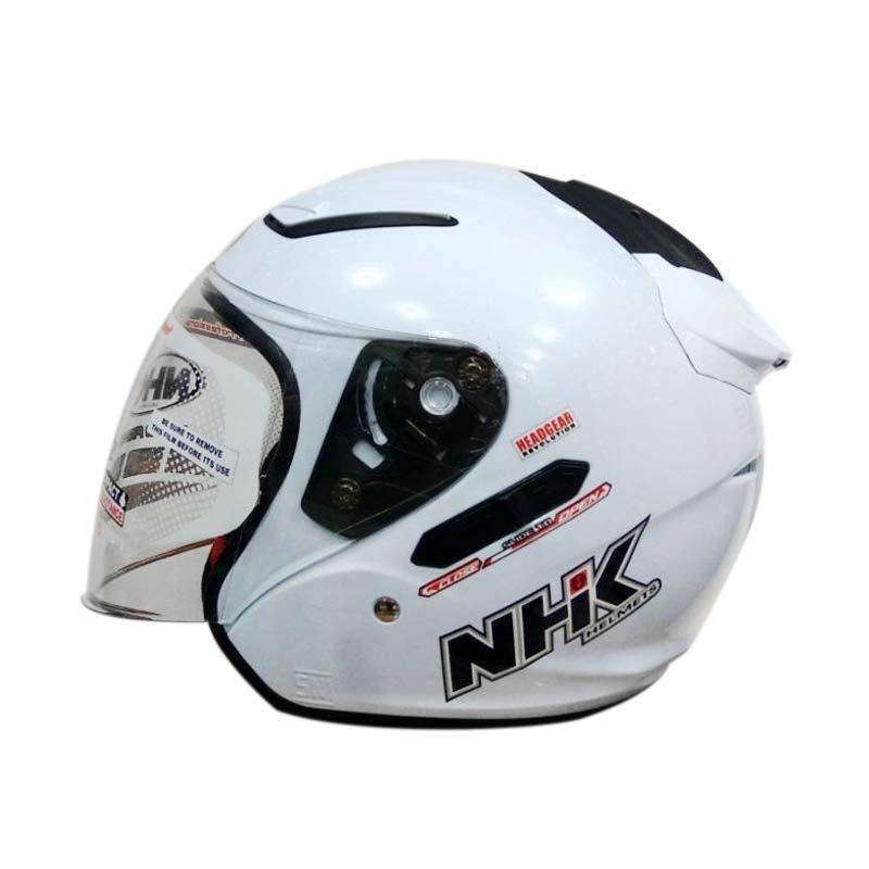 Jual HELM NHK R1 PUTIH DOUBLE VISOR HALF FACE WHITE M di Seller PAKE HELM Cililitan, Kota