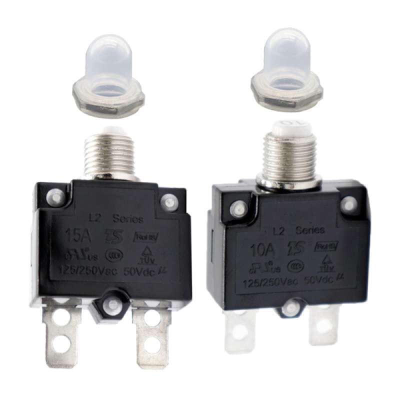 Promo 2x 15A/10A Push Button Manual Reset Thermal Circuit Breaker