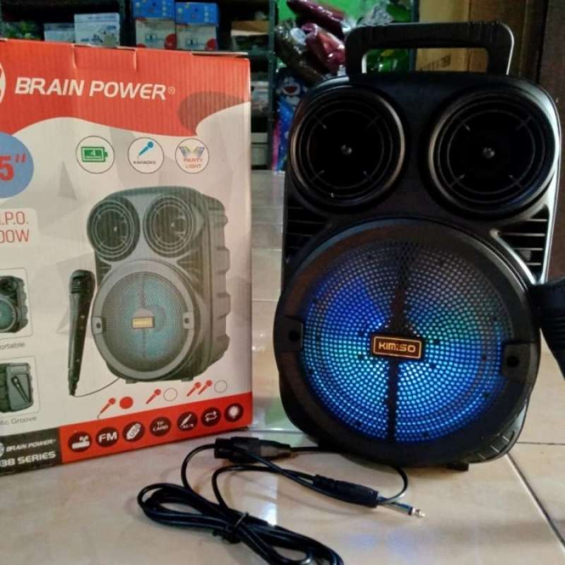 Jual original speaker bluetooth karaoke portabel kimiso 3381 + mic di