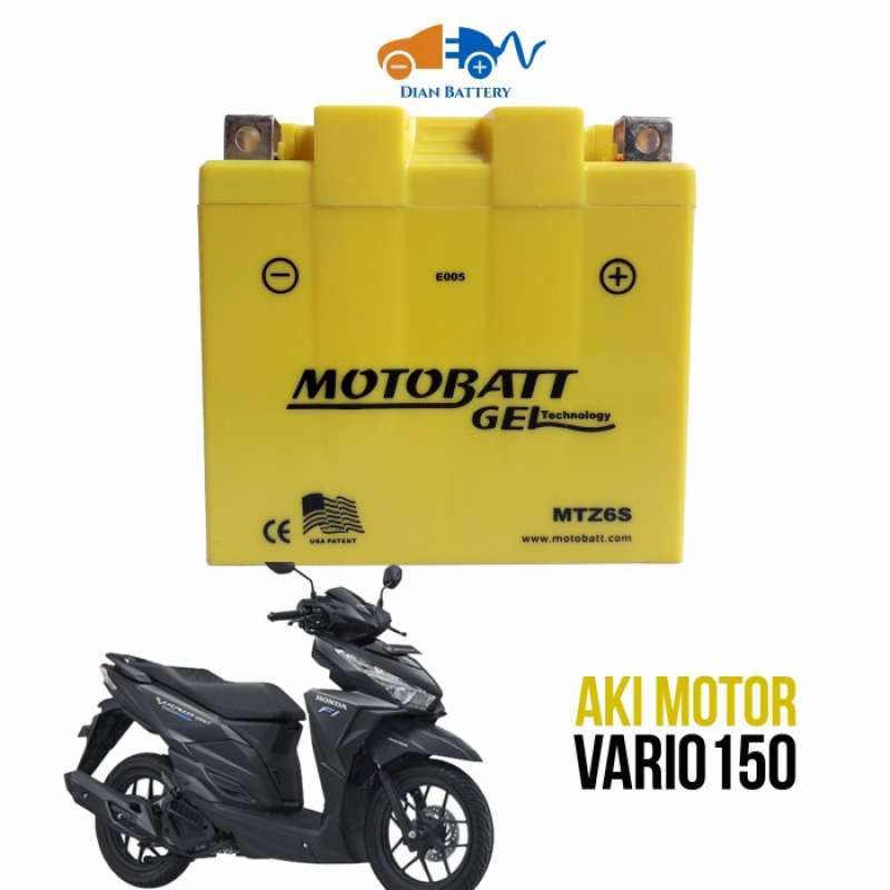 Promo Aki Motor Honda Vario 150 Motobatt Mtz-6S Mf (6Ah) Diskon 23% di