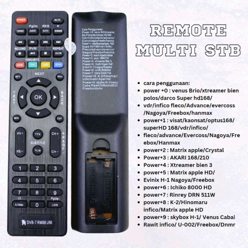 Jual Remote Set Top Box Dvb T2 Rm88 Universal Remot Stb Matrix Freebox