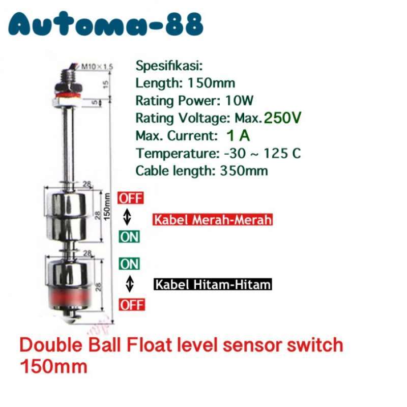 Jual Water Level Sensor Float Switch Double Ball Stainless 150mm ...