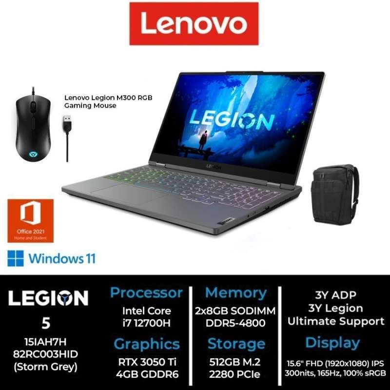 Promo LENOVO LEGION 5 15IAH7 3HID NOTEBOOK GAMING CORE I7-12700H VGA ...