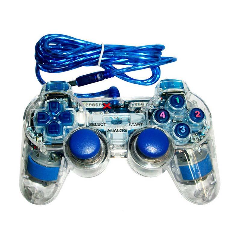 jual xtech transparant single gamepad blue jual xtech transparant single gamepad blue