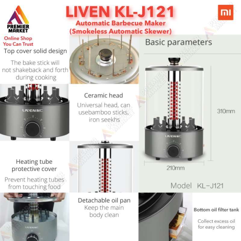 Jual Xiaomi Liven Kl-j121 Automatic Rotating Barbecue Machine ...