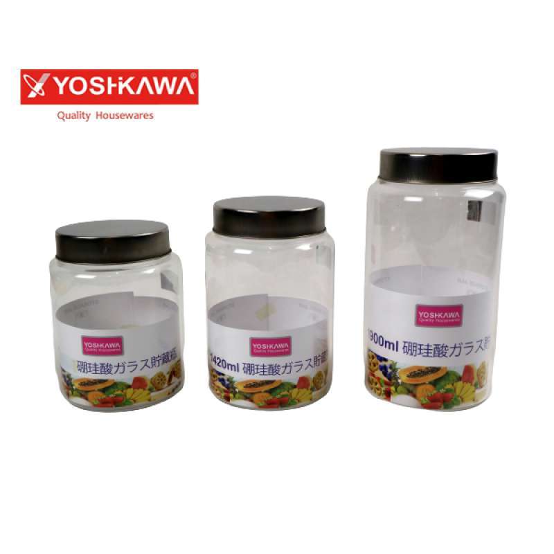 Jual YOSHIKAWA Toples Kaca / Borosilicate Size L 1900 ML Storage Jar di
