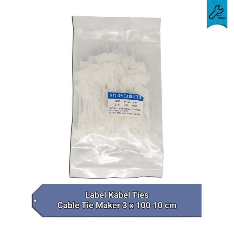 Jual LABEL Kabel ties Cable tie Maker 3x100 10CM name tag lan tulis 100pc Kepala Atas A di
