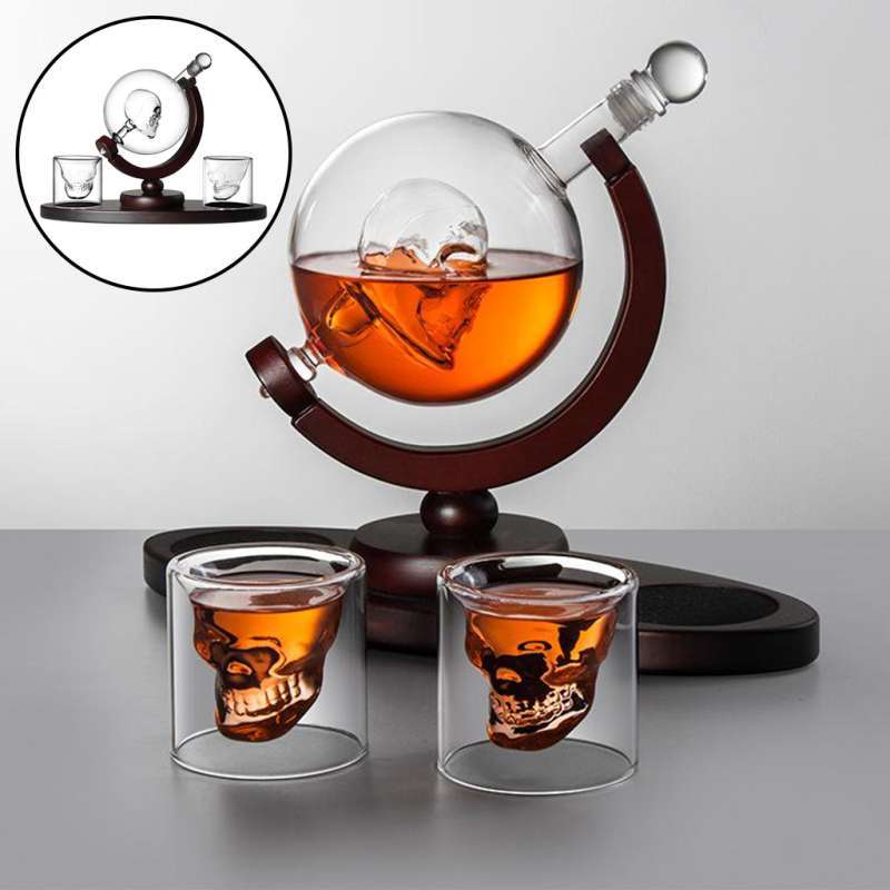 Jual 850ml Skull Decanter Set Bar Vodka Bourbon Decanter Shot Glass for
