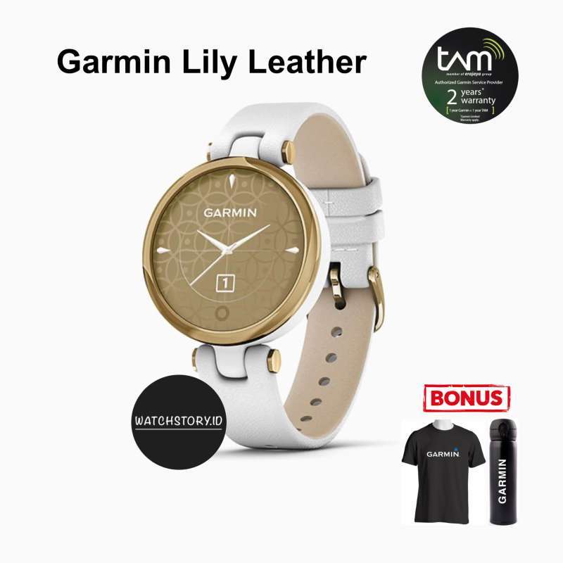 Jual Garmin Lily Leather Lightgold with White Leather Garansi TAM 2