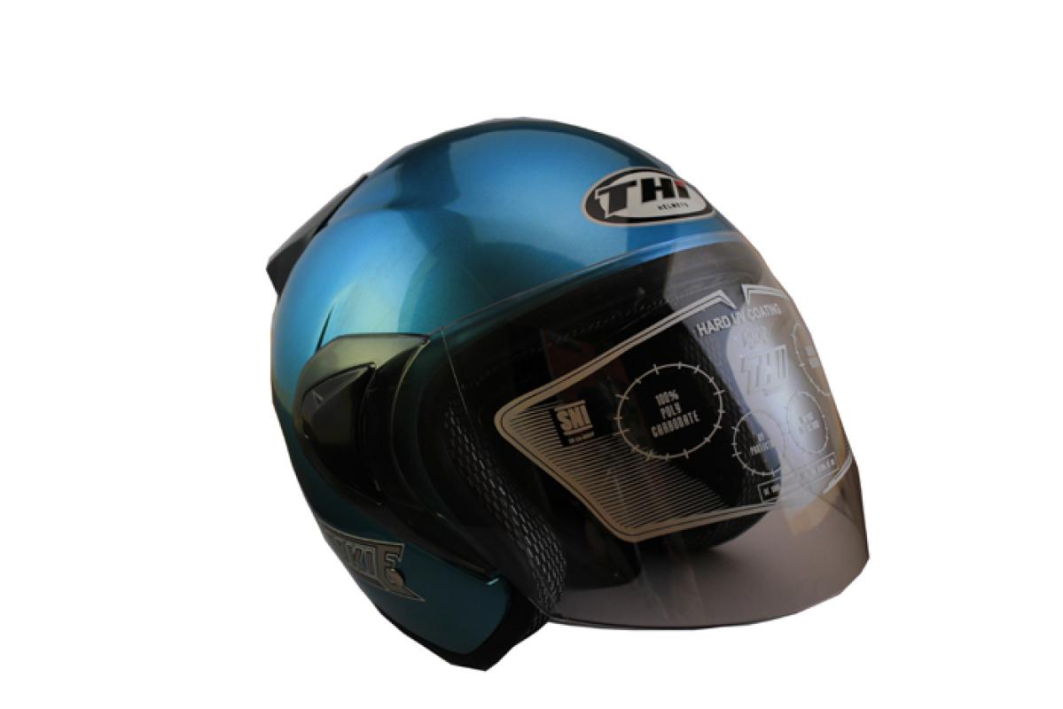 Jual THI Rookie Non Pet Solid Helm Half Face - Light Blue 