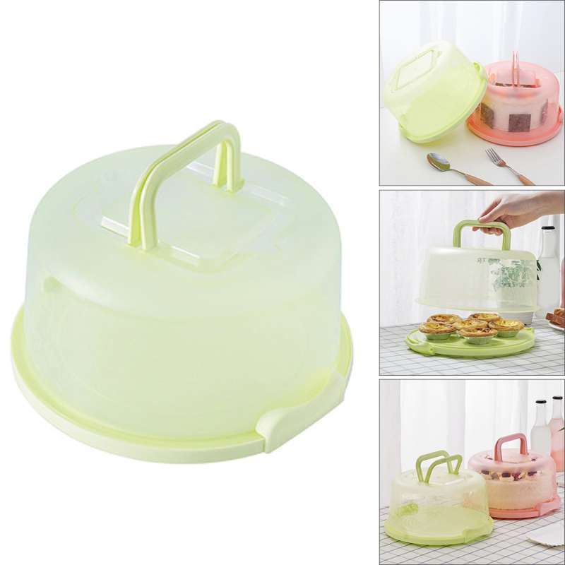 Promo Plastic Cake Box Round Cake Storage Carrier Container Lockable ...