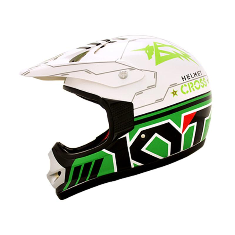 Jual KYT Cross Pro 8 Helm Full Face White Green di Seller Premium