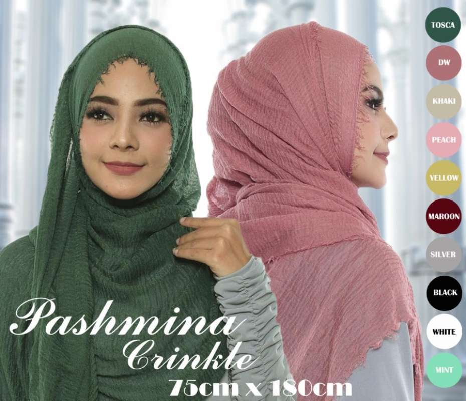 10 Warna Pashmina Crinkle yang Bagus dan Paling Diminati