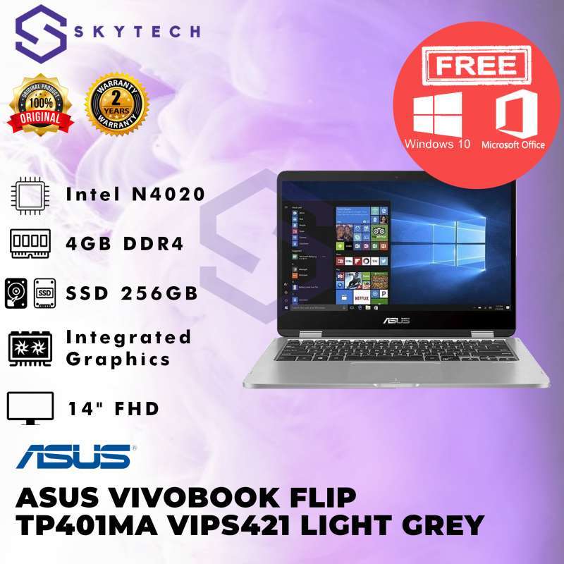 Jual LAPTOP ASUS VIVOBOOK N4020 4GB SSD 256GB TP401MA VIPS421