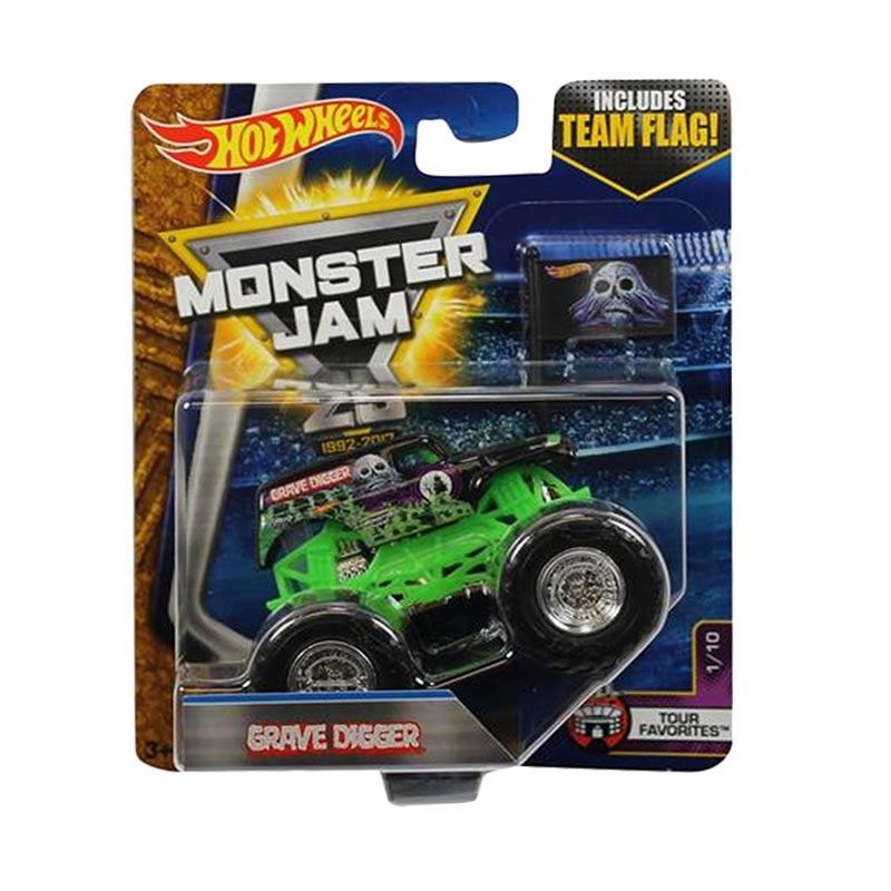 √ Mattel Hot Wheels Monster Jam Grave Digger With Team Flag Diecast [1 ... Grave Digger Flag