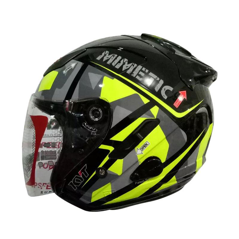 Jual KYT Galaxy Slide Seri 4 Helm Half Face Yellow Fluo Grey Black di