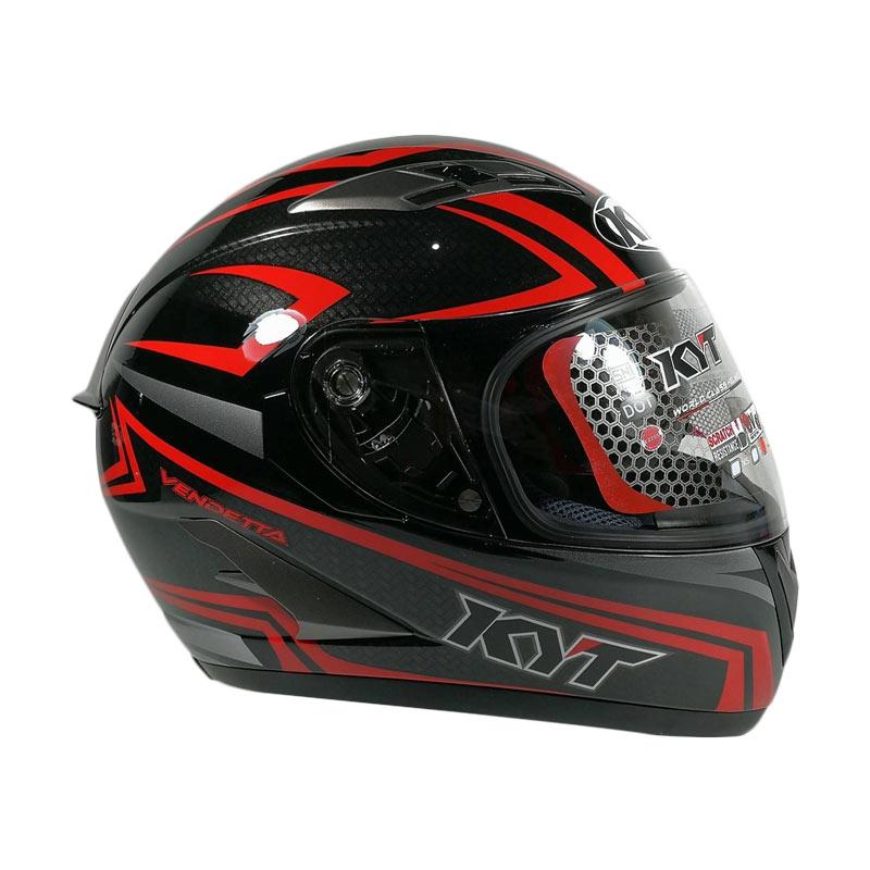 Jual KYT Vendetta 2 Carbon Double Visor Helm Full Face Black Red di