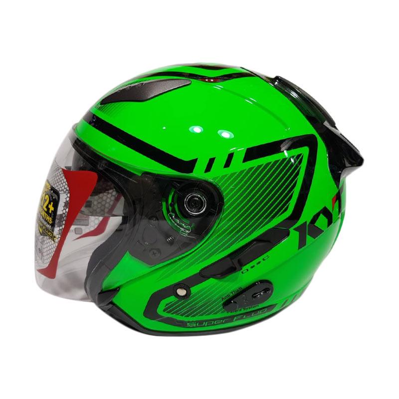 Jual KYT Galaxy Super Fluo ED Double Visor Helm Half Face 1 Green Fluo