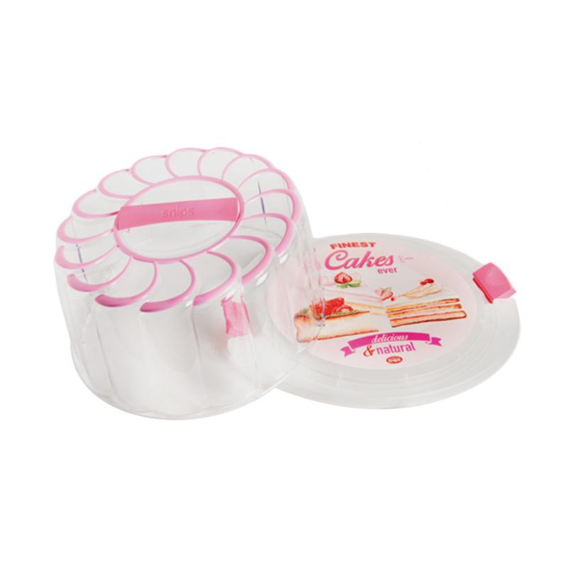 Jual Amalinda Italy Bulat Plastik Tempat Kue Cake - Pink