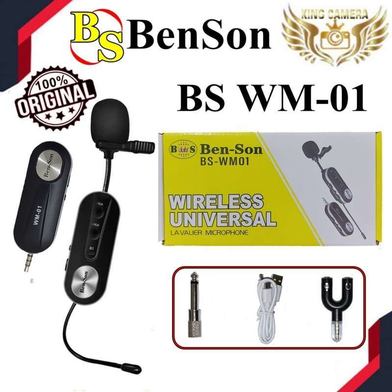Jual Benson Mic Clip On Wireless WM01 Single Mic UHF Microphone