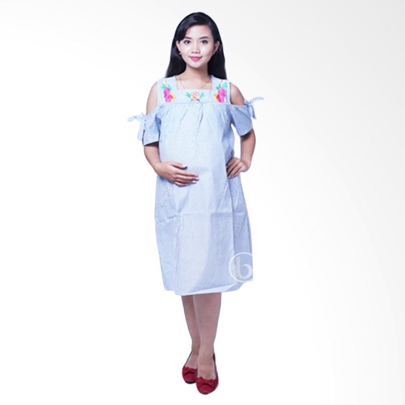 Jual Mama Hamil DRO 891 Salur Flower Sabrina Baju Dress