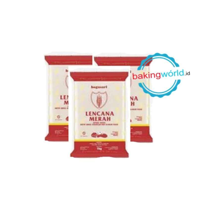 Jual Tepung Terigu Lencana Merah Kemasan 1 Kg di Seller bakingworld