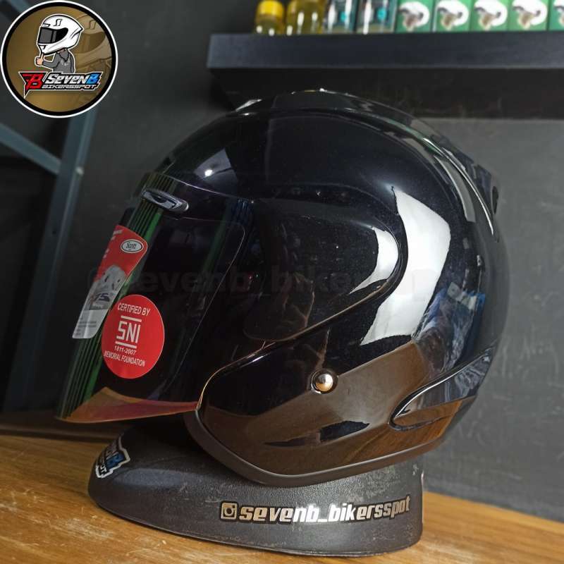 Jual HELM SCOTT ARAI HALFFACE RAM 4 SOLID BLACK HITAM GLOSSY FREE