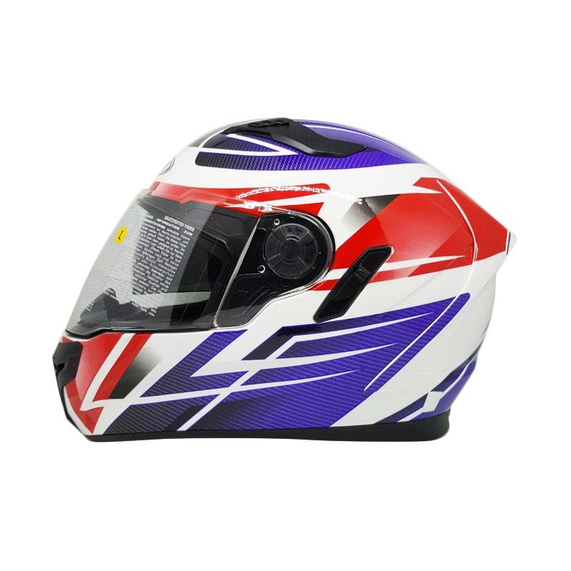 Jual Zeus 813 Motif AN1 Double Visor Helm Full Face White Blue di